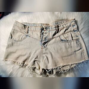High waisted light washed shorts
